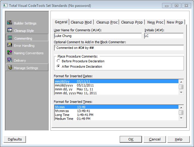 Commenting Standards in Total Visual CodeTools for VB6 and VBA/Office