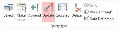 Microsoft Access Update Query Ribbon