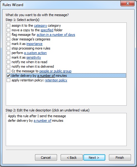 Microsoft Outlook Defer Delivery