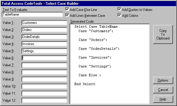 Select Case Builder