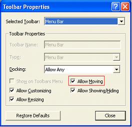 Toolbar Properties