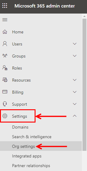 Microsoft 365 Admin Center Settings