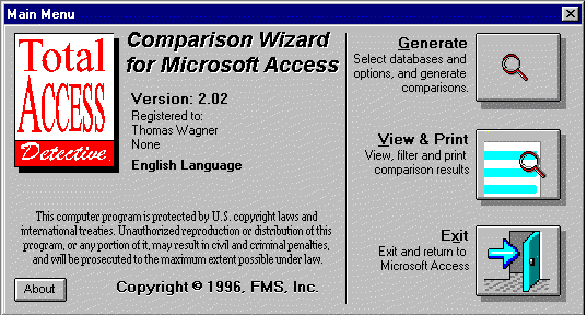 Start comparing Microsoft Access database objects