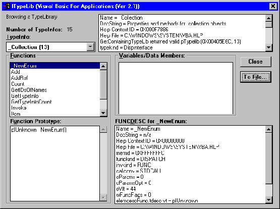 Viewing the VBA DLL Type Library